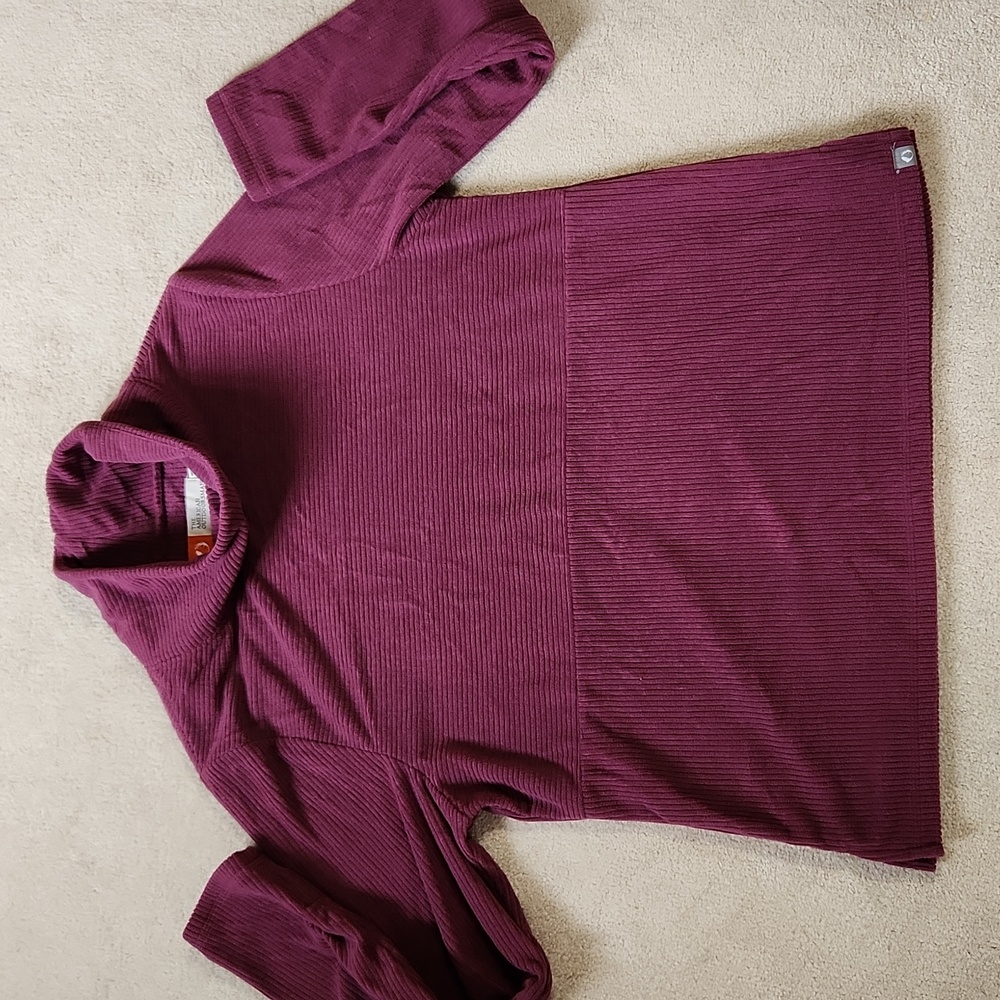 Super Soft Athleisure Mock Neck Ribbed sweatshirt Top Mauve Large